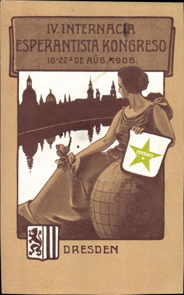 Postcard Dresden, IV Internacia Esperantista Kongreso 1908, Esperanto