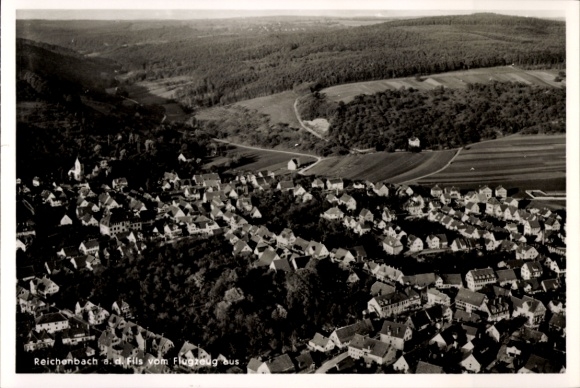 Postcard Reichenbach an der Fils Württemberg, aerial view of Reichenbach ad Fils, beautiful landscape,