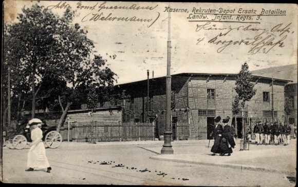 Postcard Kaliningrad Königsberg East Prussia, barracks, recruit depot replacement battalion, Landwehr