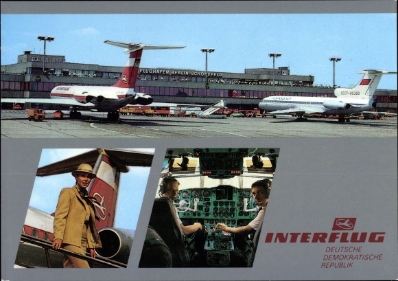 PC Schönefeld near Berlin, airport, Interflug, passenger plane, cockpit, pilots
