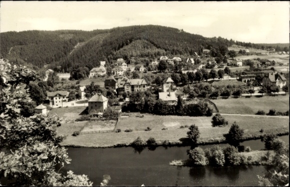 Postcard Ziegenrück on the Saale Thuringia, view from the Schneiderbank