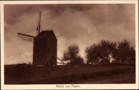 Ak Pixtern Lettland, Blick auf die Windmühle, Bockmühle