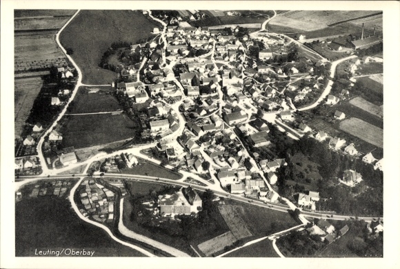 Postcard Leuting near Ingolstadt Upper Bavaria, aerial photograph, Anna Merkl's shop