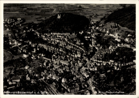 Postcard Biedenkopf on the Lahn, aerial photograph