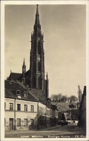 Postcard Munich, Giesinger Church