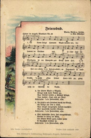 30 individual song cards, Anton Günther