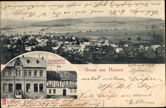 Postcard Hausen Waldbrunn Westerwald, panorama, restaurant