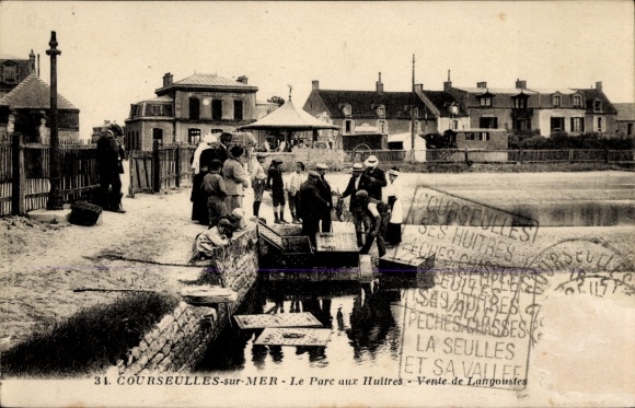 CPA Courseulles-sur-Mer Calvados, Parc aux Huitres, Vente de Langoustes