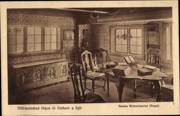 Ak Keitum auf Sylt, Altfriesisches Haus, Wohnzimmer, Pesel