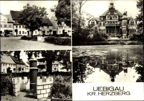 PC Uebigau district of Herzberg in Brandenburg, market square, market fountain, castle park