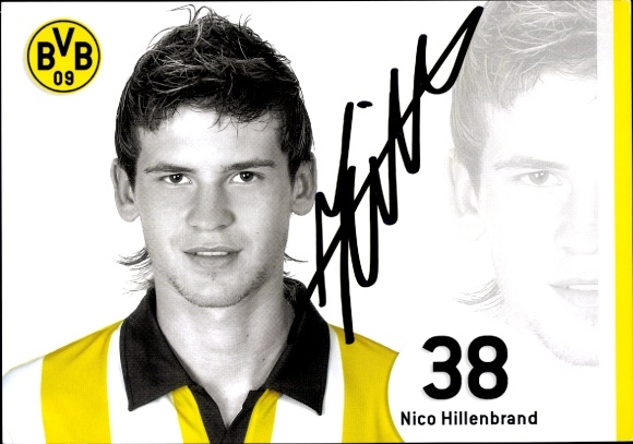 Autograph card footballer Nico Hillenbrand, BVB 09, Borrussia Dortmund, autograph