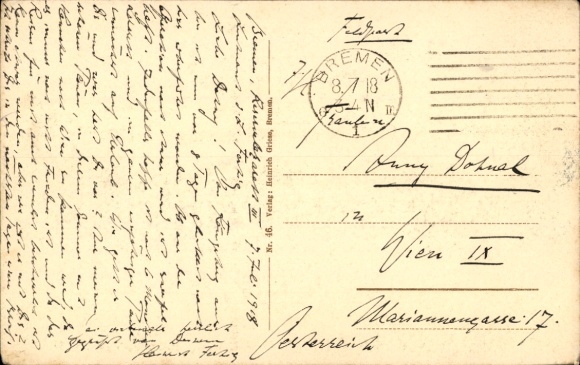 Postcard Vilsen Homfeld, view of farmhouse, field post