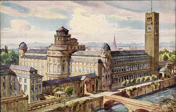 Artist PC Wagner, Munich, The German Museum from the Northwest