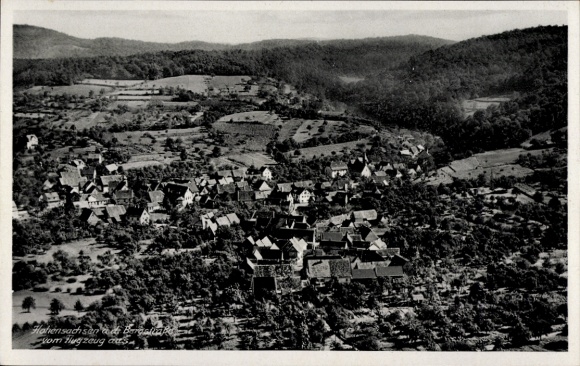 Postcard Hohensachsen Weinheim an der Bergstraße Baden, aerial view of rural surroundings, houses, W