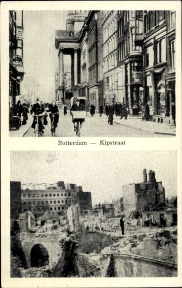PC Rotterdam South Holland Netherlands, Kipstraat, ruins, war damage WWII