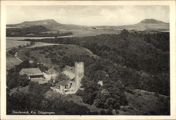 Ruins of Staufeneck Salach in the Filstal, aerial photograph