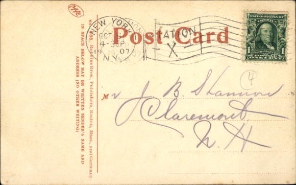 Postcard Ireland, woman with harp, flag Erin Go Bragh