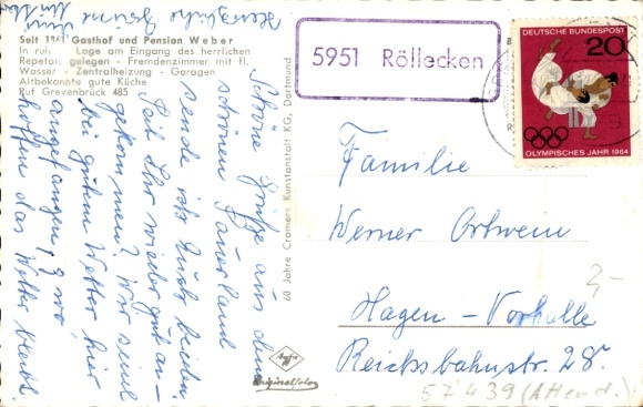 Ak Landpoststempel 5951 Röllecken