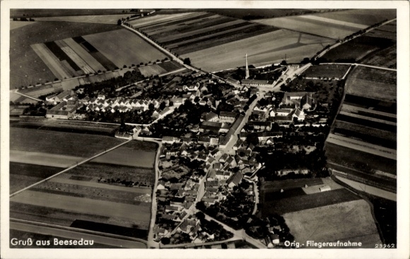 Postcard Beesedau Könnern in Salzlandkreis, aerial photograph