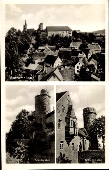 Postcard Külsheim in Baden, bird show, castle