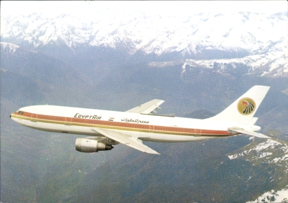 Postcard passenger aircraft Airbus A 300 of Egypt Air