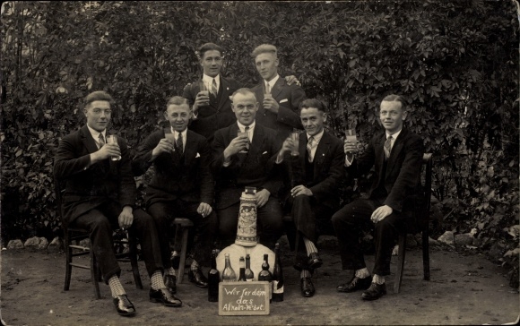 Photo Postcard Men in suits demand the ban on alcohol, paragraph 11, group picture