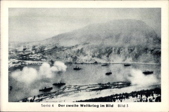 Collection card World War II in pictures, Narvik, Brave fight, British destroyer Cossack