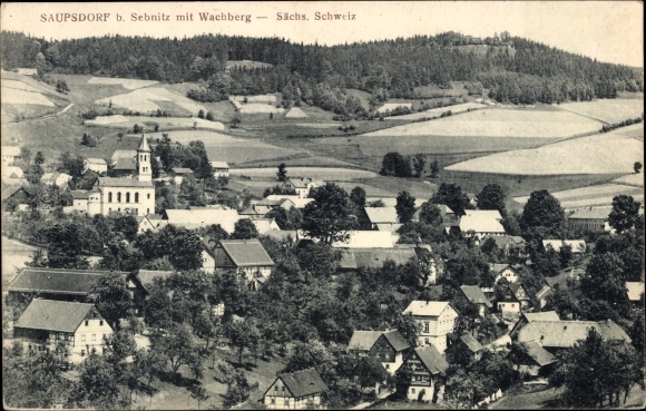 Ak Saupsdorf Sebnitz Sachsen, Panorama met Wachberg