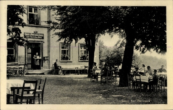 Postcard Stein Gefrees in the Fichtelgebirge Upper Franconia, guest and pension house with a wonderful view