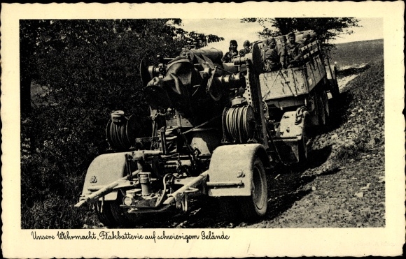 Ak Wehrmacht, Flakbatterie auf schwierigem Gelände