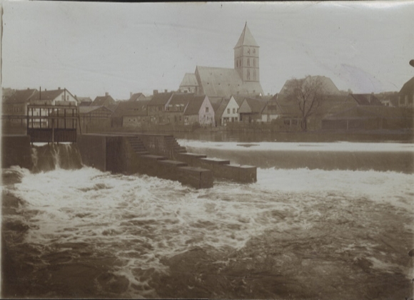 Original photo of Rheine in Münsterland, NRW, part of the Ems weir, around 1900