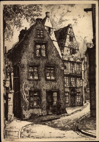 Artist PC Hanseatic City of Bremen, view of the old town, Schumacher, advertising Eduscho coffee