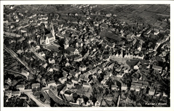 Postcard Kamen in Westphalia, aerial photograph