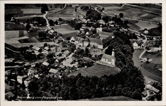 Postcard Beuerberg Eurasburg in Upper Bavaria, from the plane.
