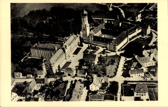 Postcard Ursberg in Schwaben, aerial photograph of St. Joseph's Congregation