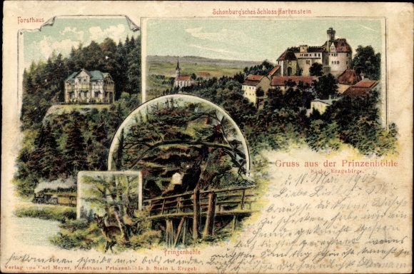 PC Hartenstein in the Erzgebirge of Saxony, Prince&#39;s Cave, Schönburg&#39;sches Schloss, forester&#39;s house