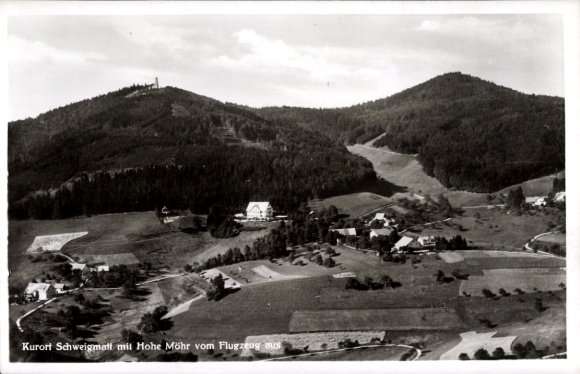 Postcard Schweigmatt Raitbach Schopfheim in Baden, aerial photograph, Hohe Möhr