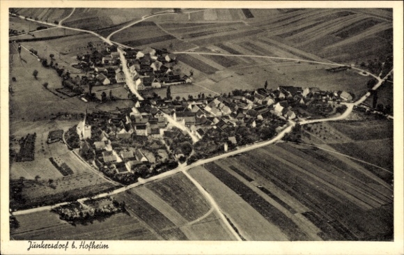 Postcard Junkersdorf Königsberg in Bavaria Lower Franconia, aerial photograph