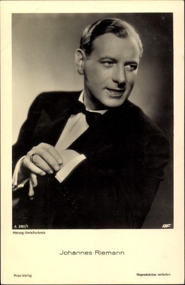 Postcard actor Johannes Riemann, Ross Verlag A 3361 1