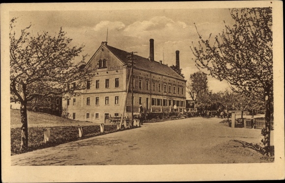 Postkaart Dresden Prohlis, straatdeel met herberg
