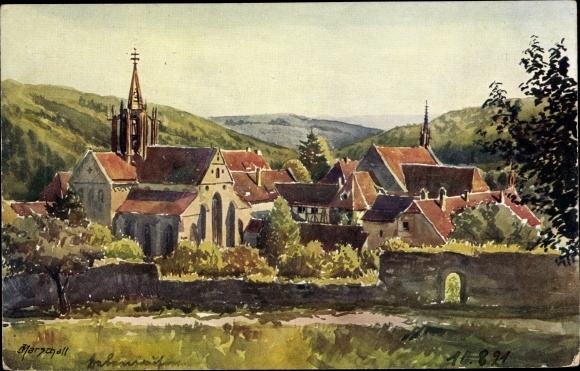 Artist PC Marschall, J., Bebenhausen Tübingen am Neckar, view of the town
