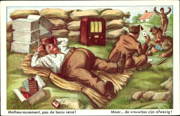 Artysta KP Żołnierze grają w karty, radio
