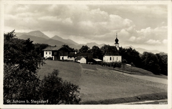 Ak St. Johann Siegsdorf in Opper-Beieren, algemeen uitzicht, kerk