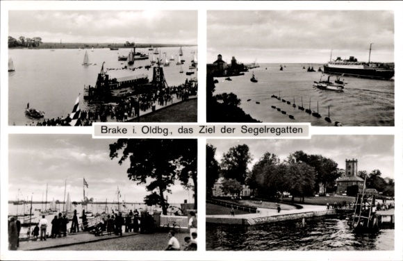 Postcard Brake on the Lower Weser, the goal of the sailing regattas