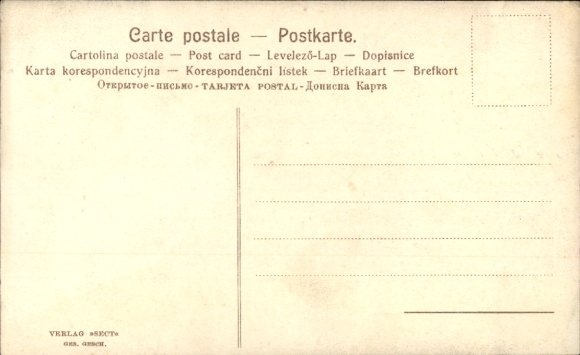 Artist Postcard Woman in underdress on an armchair, hunter in traditional costume