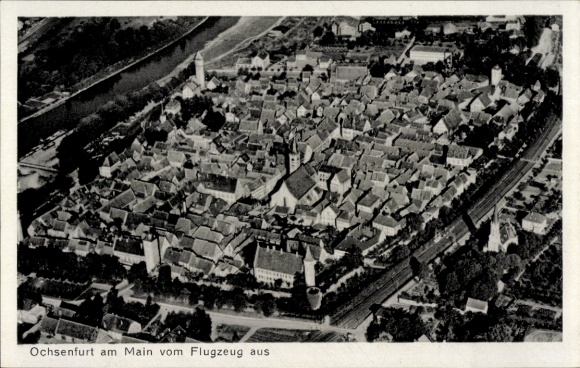 Postcard Ochsenfurt am Main Lower Franconia, aerial photograph