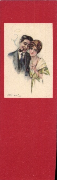 Artist Postcard Bompard, Sergio, Lovers, Man with Pipe, Woman with Cigarette