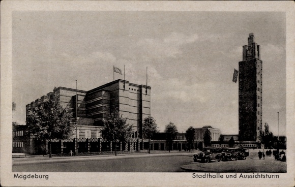 Ak Magdeburg an der Elbe, Stadthalle, Aussichtsturm