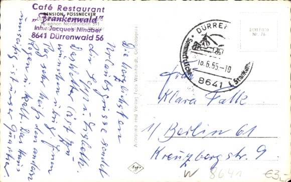 Postcard Dürrenwaid Geroldsgrün Upper Franconia, Pension Pössnecker, partial views