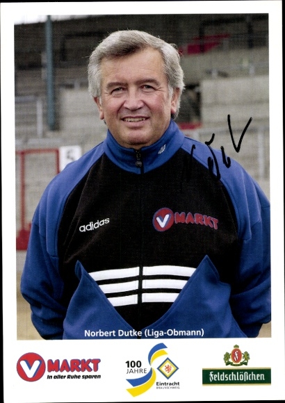 Autograph card league chairman Norbert Dutke, Eintracht Braunschweig, autograph